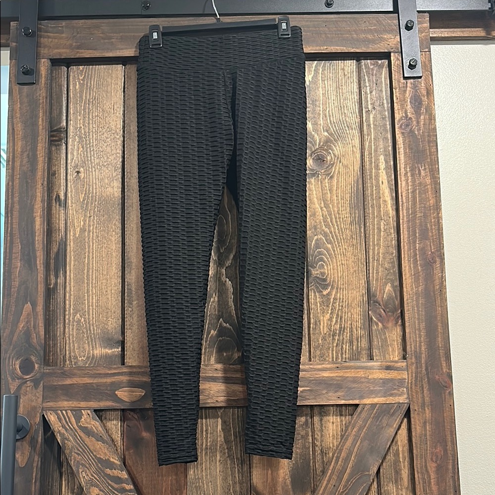 Black Textured Leggings tik tok